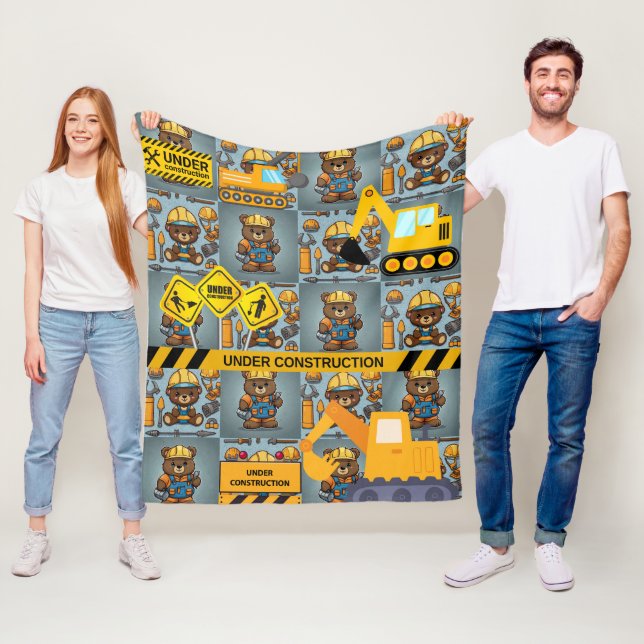 Bear Yellow Construction Enthusiast Fleece Blanket (In Situ)