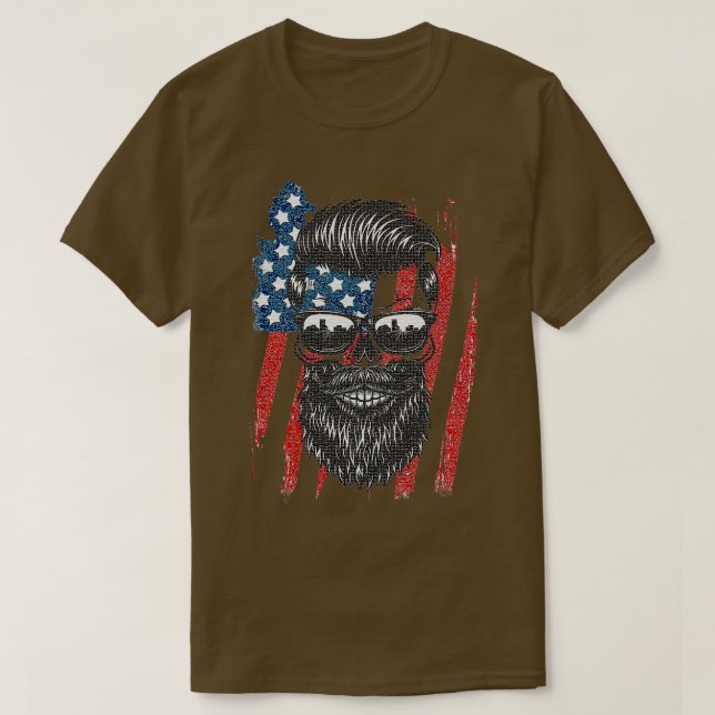 Beard American Flag Classic TShirt (Design Front)