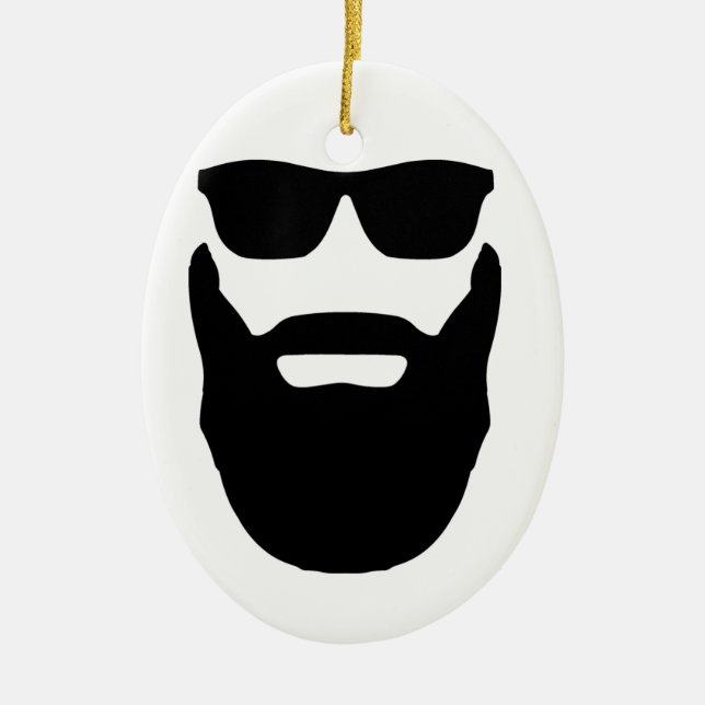 Beard and Sunglasses Ceramic Ornament (Front)