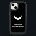 Beard black white name anniversary date<br><div class="desc">A case for a guy in black and white.  With an image of a beard. Templates for a name and date. Date of birth,  an anniversary,  wedding day or a special date to remember. Black background colour.</div>