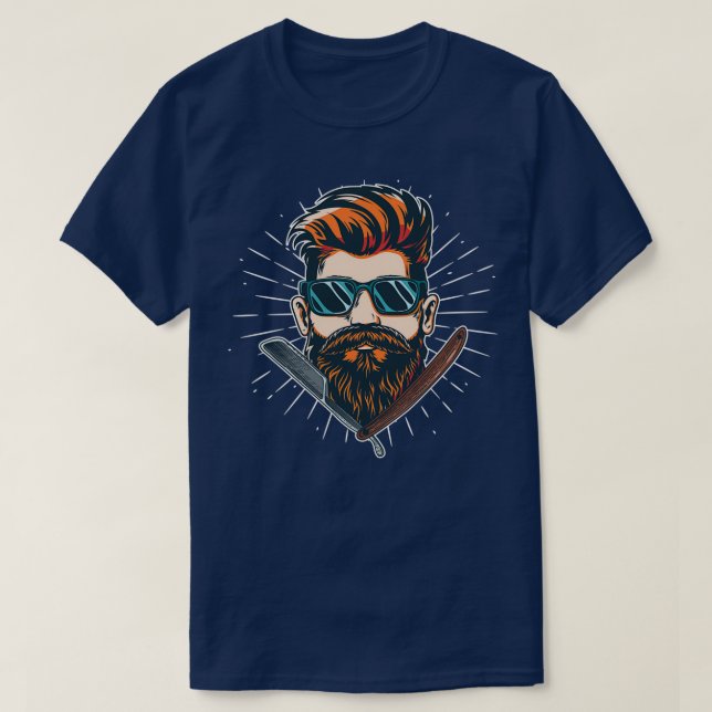 Beard Hipster Men Light House Sailor Helm Full Bea T-Shirt (Design Front)