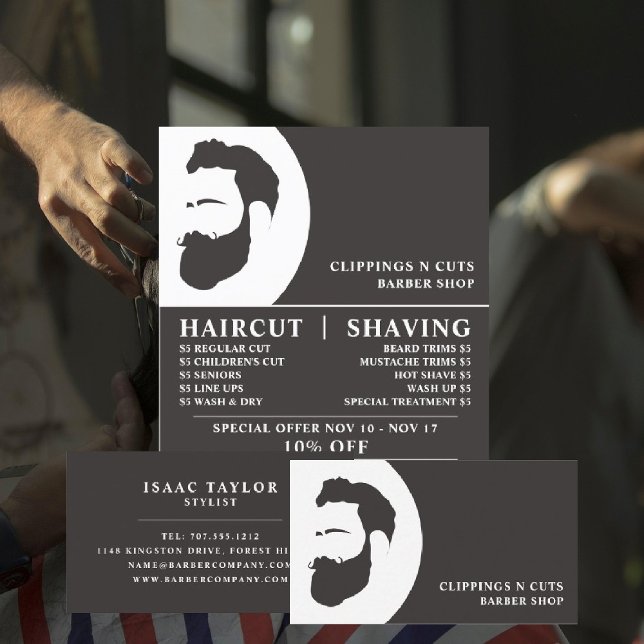 Beard Logo, Men's Barbers Advertising Flyer (Creator Uploaded)