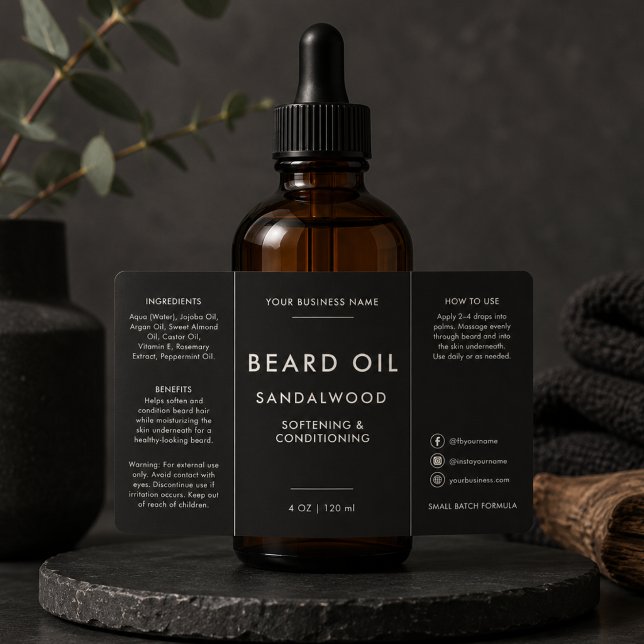 Beard Oil 4oz Dropper Bottle Label (Creator Uploaded)