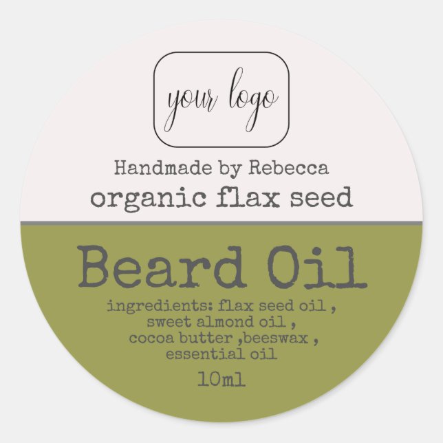 Beard Oil ajouter votre logo Étiquette Vert modern (Devant)