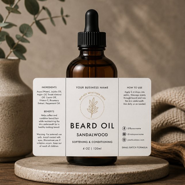 Beard Oil Dropper Logo Bottle Label (Creator Uploaded)