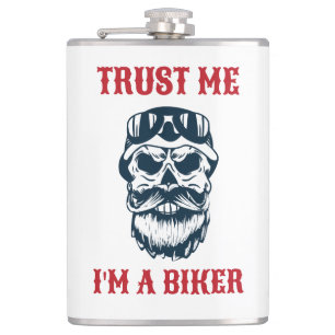 Beard Scull Motorcycle Trust me I'm a biker Hip Flask