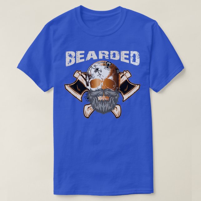 Beard Skull Pirate Skull With Beard Design T-Shirt (Design Front)