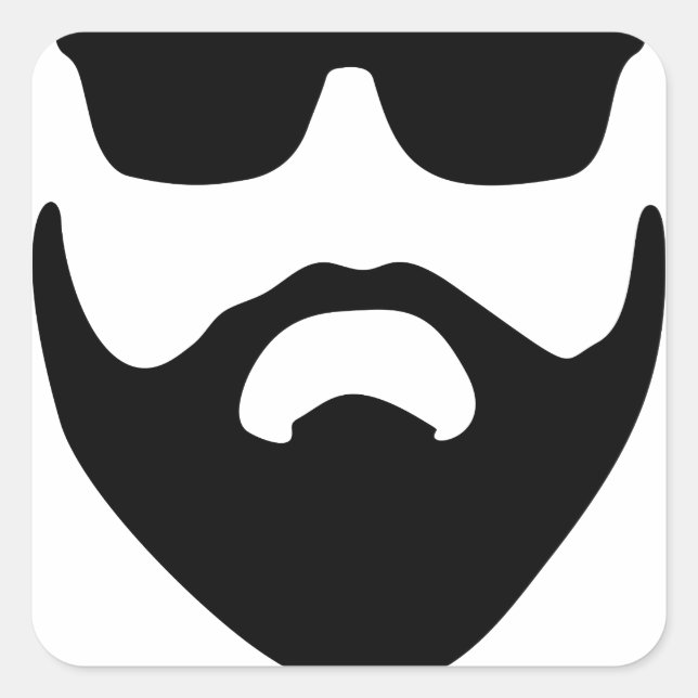 beard square sticker (Front)