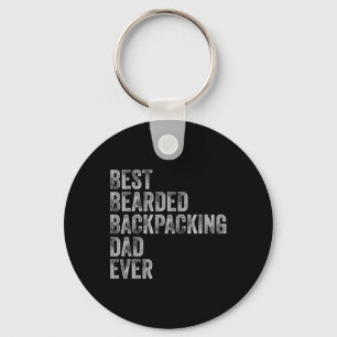 Bearded Backpacking Dad Fathers Day  Keychain