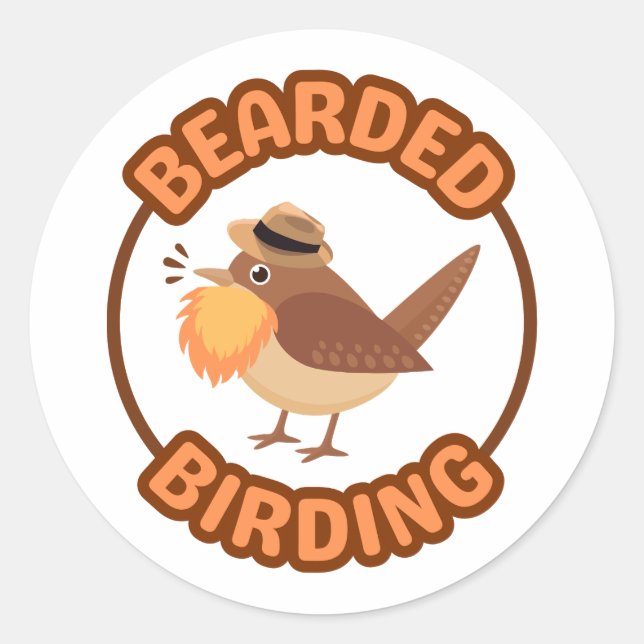 Bearded Birding with Orange Beard Stickers (Front)