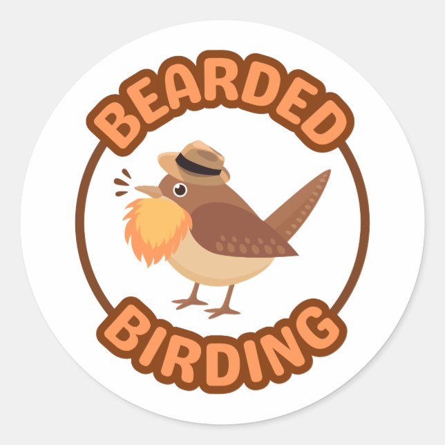 Bearded Birding with Orange Beard Stickers (Front)