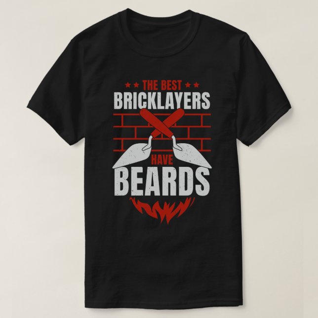 Bearded Bricklayer Brick Mason Beard Gift T-Shirt (Design Front)