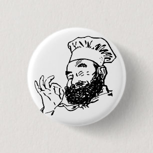 Bearded chef approved 1 inch round button