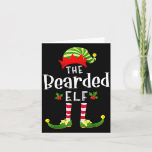 Bearded Christmas Elf Matching Pajama X-mas Party  Card
