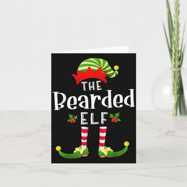 Bearded Christmas Elf Matching Pajama X-mas Party  Card (Front)