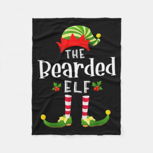 Bearded Christmas Elf Matching Pajama X-mas Party Fleece Blanket
