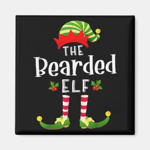 Bearded Christmas Elf Matching Pajama X-mas Party  Magnet