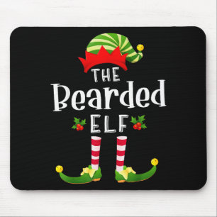 Bearded Christmas Elf Matching Pajama X-mas Party  Mouse Pad