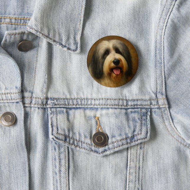 Bearded Collie 2 Inch Round Button (In Situ)