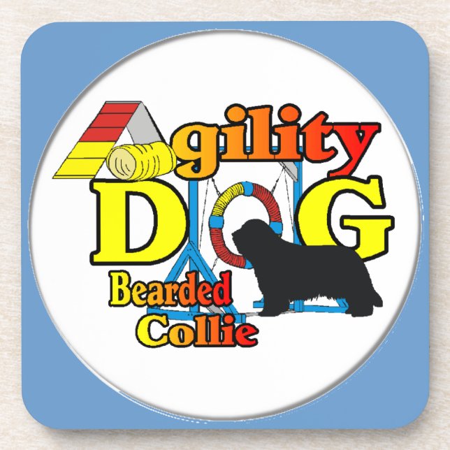 bearded collie agility coaster (Front)