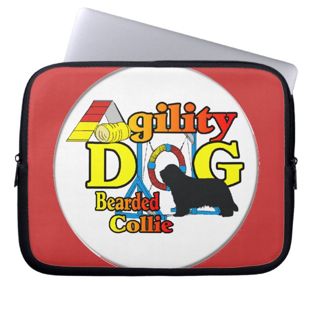 bearded collie agility laptop sleeve (Front)