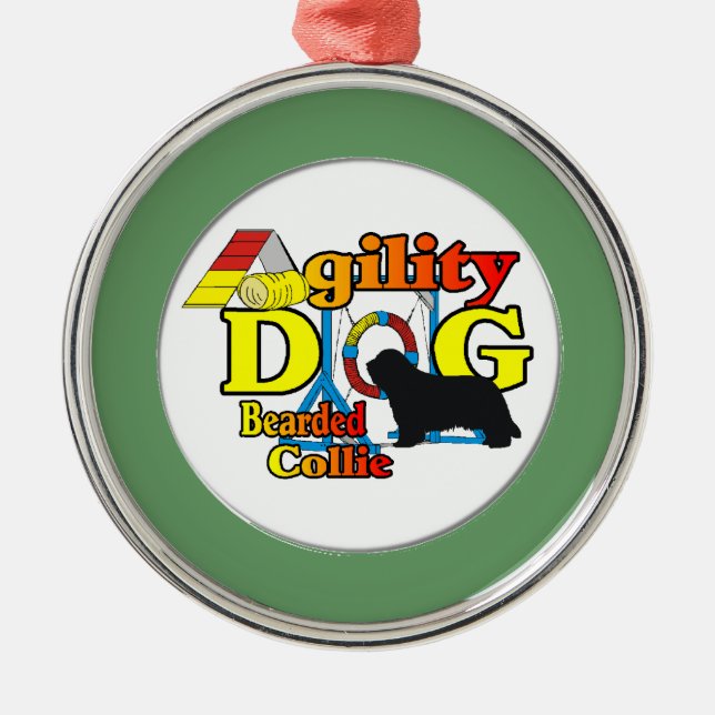bearded collie agility metal ornament (Front)