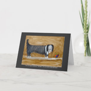 Bearded Collie and Ball Greeting Card