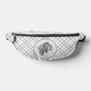 Bearded Collie Beardie Black Drawing Cute Dog Art Fanny Pack