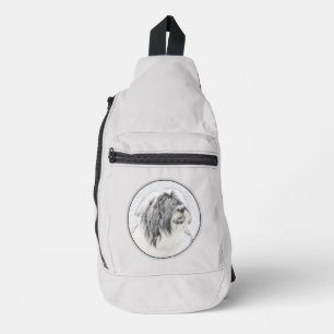 Bearded Collie Beardie Black Drawing Cute Dog Art Sling Bag