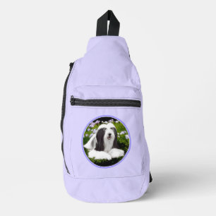 Bearded Collie Beardie Black Painting Cute Dog Art Sling Bag