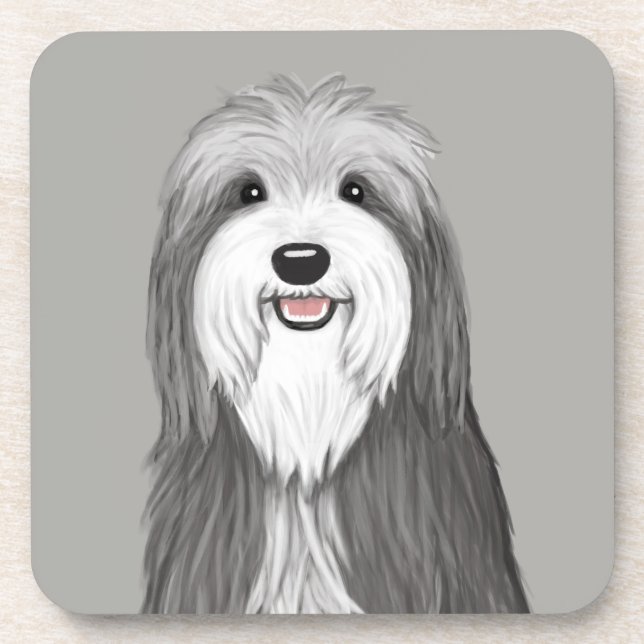 Bearded Collie Cartoon Dog Coaster (Front)