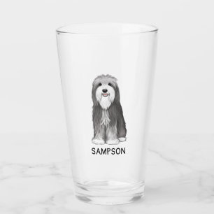 Bearded Collie Cartoon Dog   Cute Beardie Custom Glass