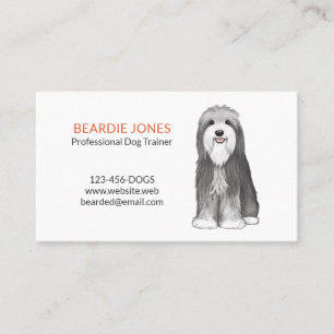 Bearded Collie Cartoon Dog   Cute Pet Care Business Card