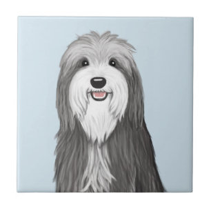 Bearded Collie Cartoon Dog Tile