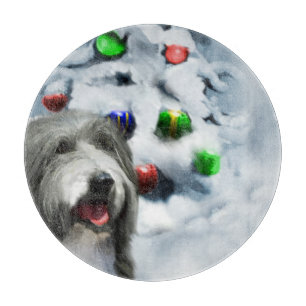 Bearded Collie Christmas Cutting Board