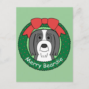 Bearded Collie Christmas Holiday Postcard