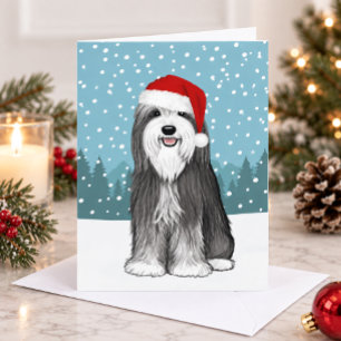 Bearded Collie Cute Dog Christmas Custom Holiday Card