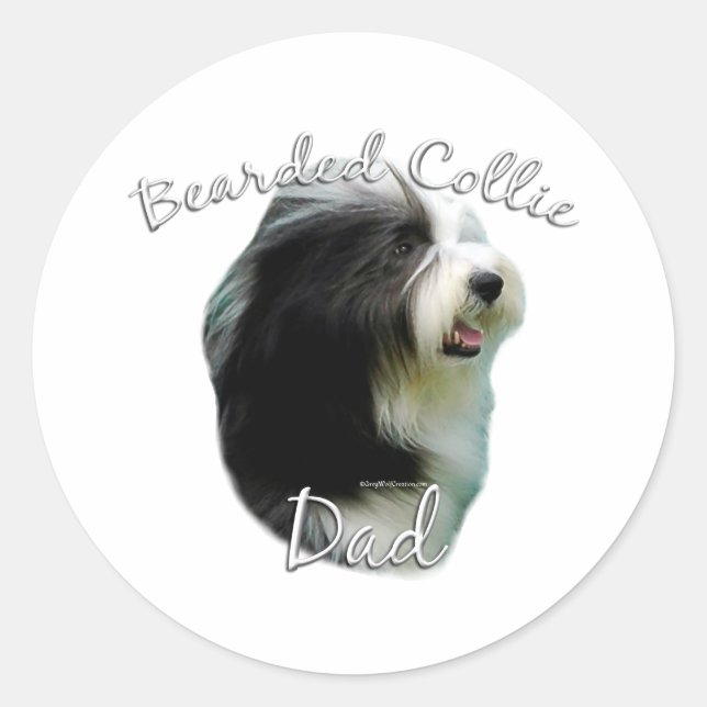Bearded Collie Dad 2 Classic Round Sticker (Front)