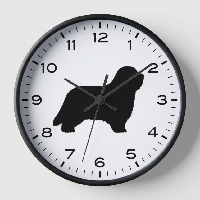 Bearded Collie Dog Breed Silhouette Clock (Front)