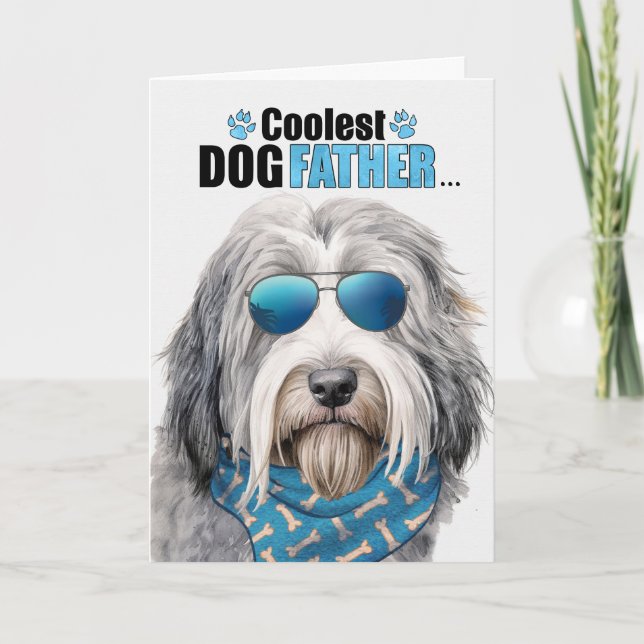 Bearded Collie Dog Coolest Dad Ever Father's Day Holiday Card (Front)