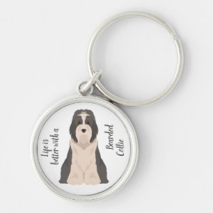 Bearded Collie dog Keychain