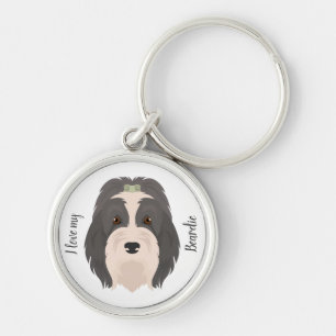 Bearded Collie dog Keychain