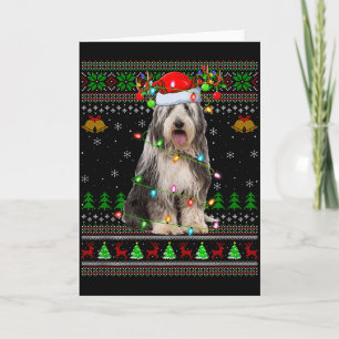 Bearded Collie Dog Ugly Christmas Sweater Holiday Card