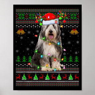 Bearded Collie Dog Ugly Christmas Sweater Holiday  Poster