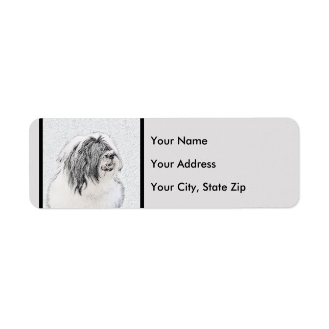 Bearded Collie Drawing - Cute Original Dog Art (Front)
