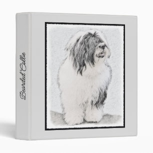 Bearded Collie Drawing - Cute Original Dog Art Binder