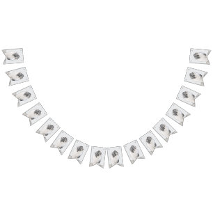 Bearded Collie Drawing - Cute Original Dog Art Bunting Flags