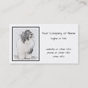 Bearded Collie Drawing - Cute Original Dog Art Business Card
