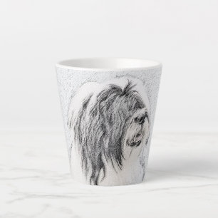 Bearded Collie Drawing - Cute Original Dog Art Latte Mug