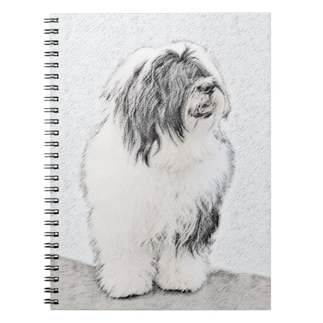 Bearded Collie Drawing - Cute Original Dog Art Notebook (Front)